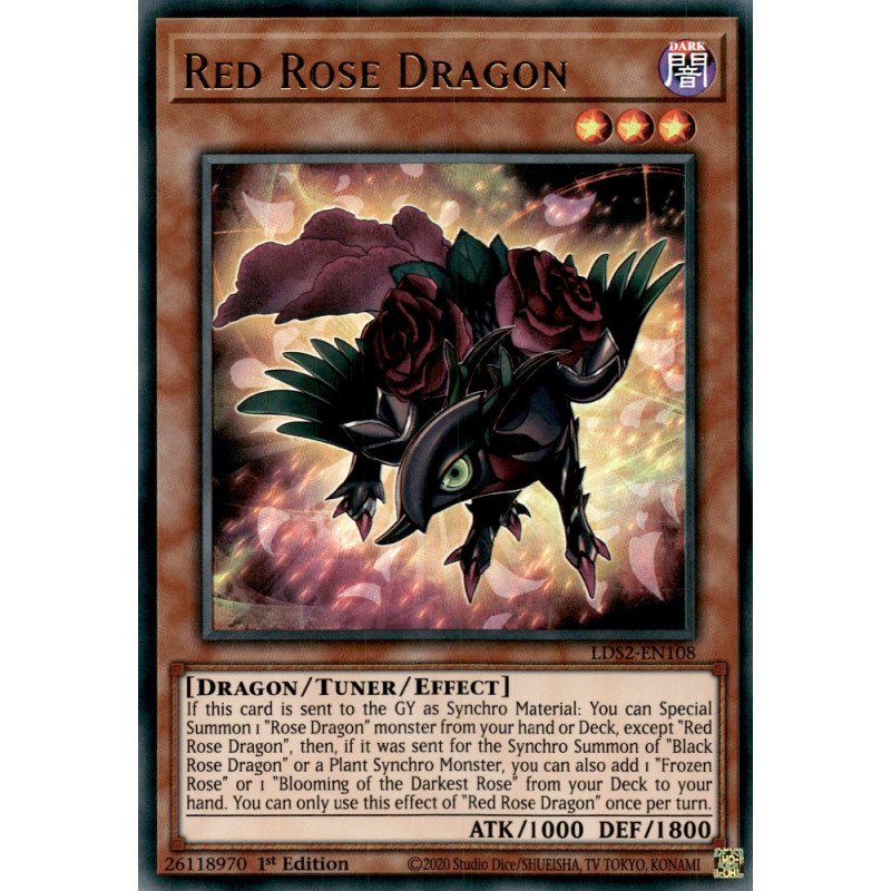 YUGIOH TCG LDS2-EN108 Red Rose Dragon Green Ultra Rare 1st Edition NM 