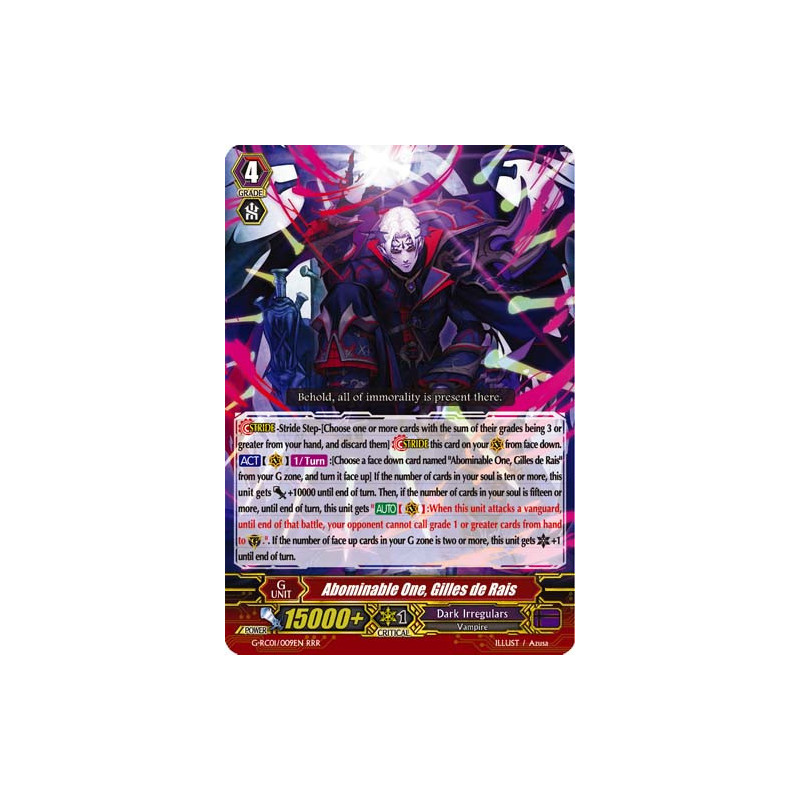 Vanguard_TCG_card_G-RC01_009EN_RRR_Abominable_One_Gilles_de_Rais_Revival_Collection_Vol._1
