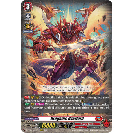 Vanguard Dragonic Overlord TD02/001EN Kagero Details about   Bushiroad Cardfight!