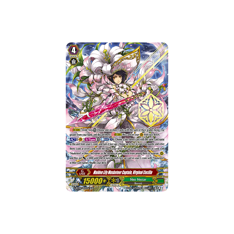Vanguard_TCG_card_G-RC02_013EN_SGR_Maiden_Lily_Musketeer_Captain_Virginal_Cecilia_Revival_Collection_Vol._2