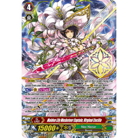 Vanguard_TCG_card_G-RC02_013EN_SGR_Maiden_Lily_Musketeer_Captain_Virginal_Cecilia_Revival_Collection_Vol._2