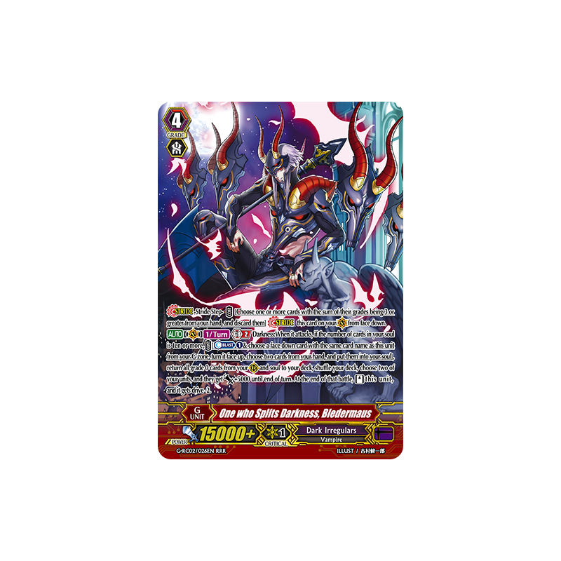Vanguard_TCG_card_G-RC02_026EN_RRR_One_who_Splits_Darkness_Bledermaus_Revival_Collection_Vol._2