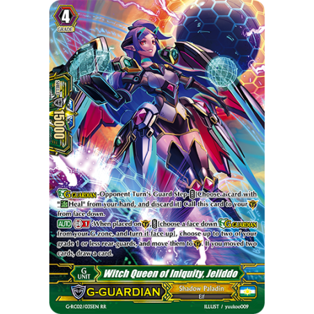 Vanguard_TCG_card_G-RC02_035EN_RR_Witch_Queen_of_Iniquity_Jeliddo_Revival_Collection_Vol._2