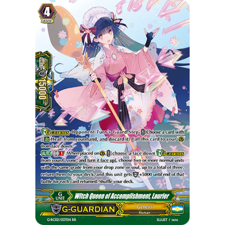 Vanguard_TCG_card_G-RC02_037EN_RR_Witch_Queen_of_Accomplishment_Laurier_Revival_Collection_Vol._2